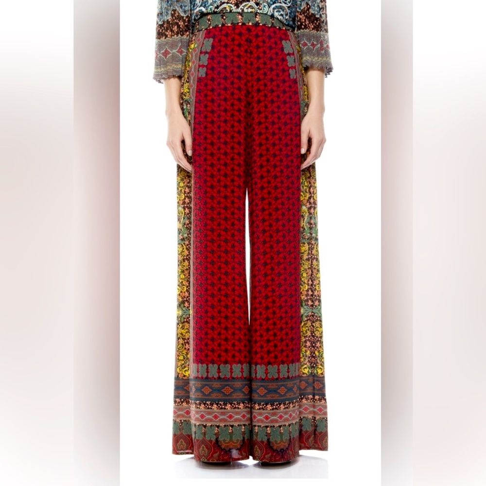 NWOT Alice + Olivia Red Patterned Wide/Flare Leg Pants Sz 0